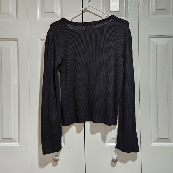MADEWELL Rib Gathered Sleeve Top Black Size Medium - Picture 5 of 9